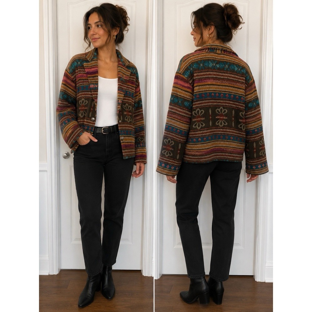 VINTAGE Ikon Clothing Boho Jacket Small Western Blazer Cotton Natural CC